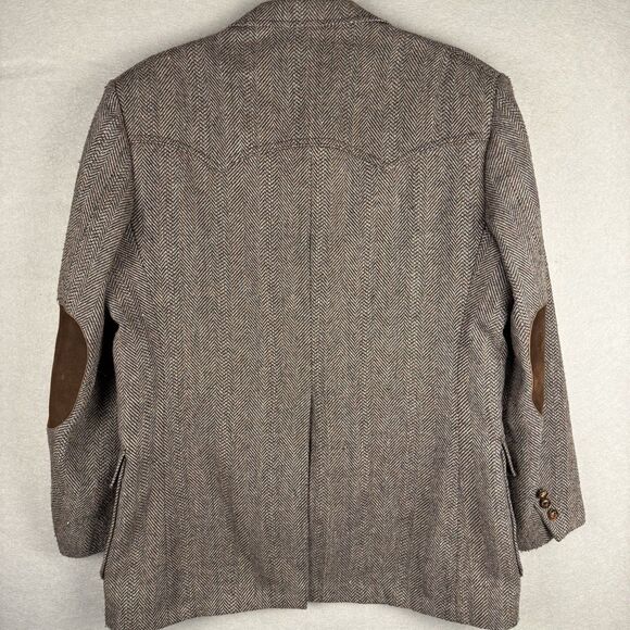 Vintage 70s Levi’s Western Wear Wool Tweed Blazer USA Made Suede Elbow Patch - Picture 2 of 8